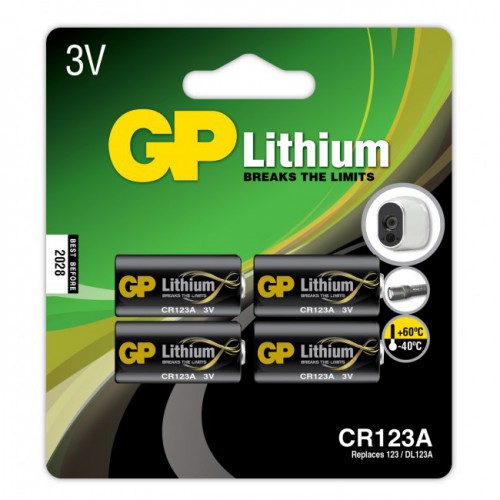 GP Batteries Lithium CR123A, 3V, 4 stk