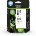 HP 302 2-pack Black/Tri-colour Original Ink Cartridges blekkpatron 2 stykker Standard utskriftsproduksjon Sort, Cyan, Fiolblå, Gult