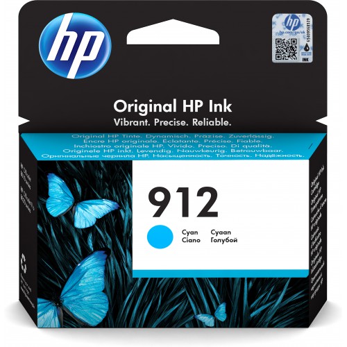 HP 912 Cyan Original Ink Cartridge blekkpatron 1 stykker Standard utskriftsproduksjon