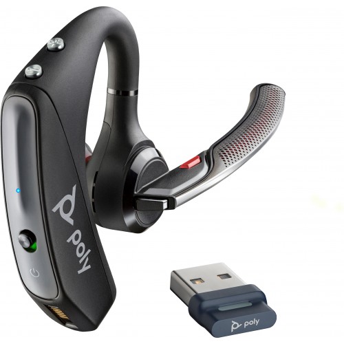 POLY Voyager 5200 UC USB-A Headset +BT600 Dongle TAA Trådløs Ørekrok Kontor/kundesenter Micro-USB Bluetooth Sort