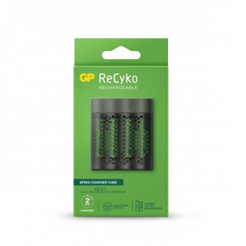 GP Batteries ReCyko M451 Speed Battery Charger (USB), med 4 x AAA 950 mAh-batterier