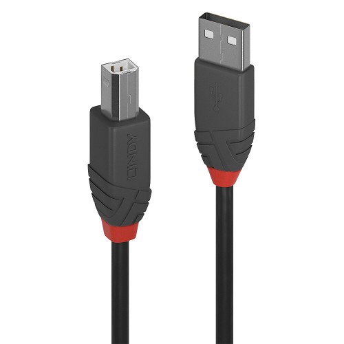 Lindy 36677 USB-kabel USB 2.0 10 m USB A USB B Sort, Grå, Rød