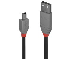 Lindy 36724 USB-kabel USB 2.0 3 m USB A Mini-USB B Sort