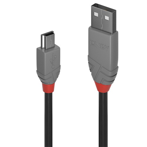 Lindy 36724 USB-kabel USB 2.0 3 m USB A Mini-USB B Sort