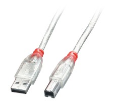 Lindy 41755 USB-kabel USB 2.0 5 m USB A USB B Gjennomsiktig