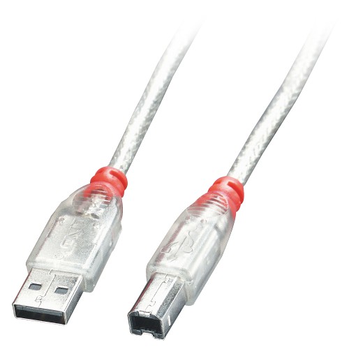 Lindy 41755 USB-kabel USB 2.0 5 m USB A USB B Gjennomsiktig