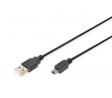 Digitus AK-300130-018-S USB-kabel USB 2.0 1,8 m USB A Mini-USB B Sort