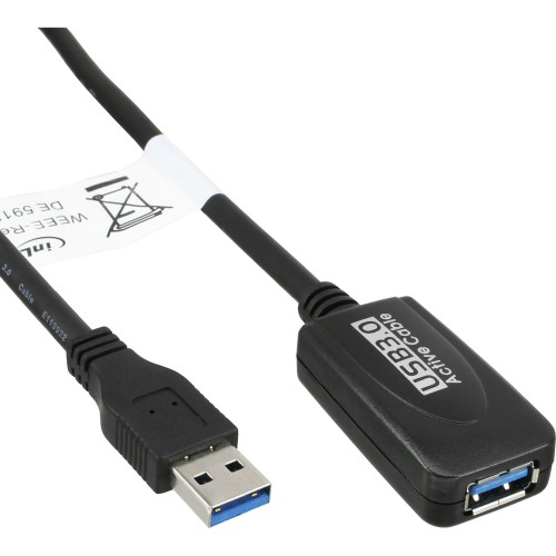InLine 35650 USB-kabel 5 m USB 3.2 Gen 1 (3.1 Gen 1) USB A Sort