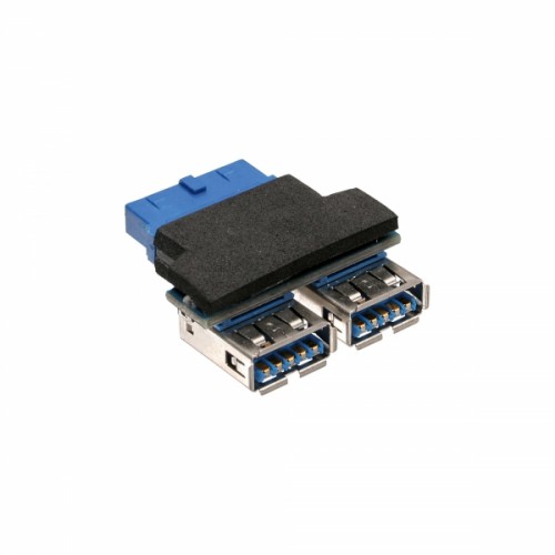 InLine 33444I 2x USB A USB 3.0 (19pin) Sort, Blå