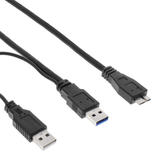 InLine 35420Y USB-kabel 2 m USB 3.2 Gen 1 (3.1 Gen 1) Micro-USB B 2 x USB A Sort