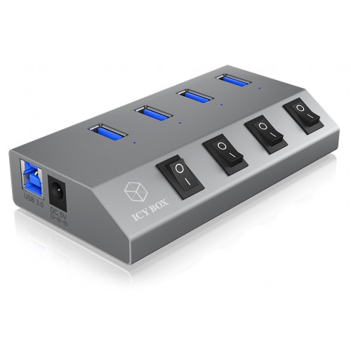 ICY BOX IB-HUB1405 USB 3.2 Gen 1 (3.1 Gen 1) Type-B 5000 Mbit/s Antrasitt