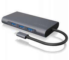 ICY BOX IB-DK4040-CPD Koblet med ledninger (ikke trådløs) USB 3.2 Gen 1 (3.1 Gen 1) Type-C Antrasitt, Sort