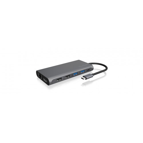 ICY BOX IB-DK4050-CPD Koblet med ledninger (ikke trådløs) USB 3.2 Gen 1 (3.1 Gen 1) Type-C Antrasitt