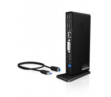 ICY BOX IB-DK2241AC Koblet med ledninger (ikke trådløs) USB 3.2 Gen 1 (3.1 Gen 1) Type-A Sort