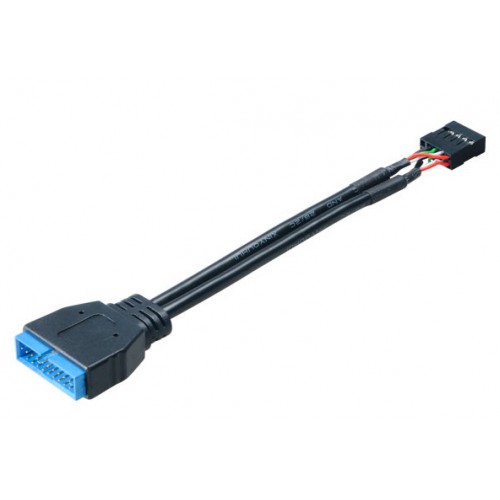Akasa 9-pin/19-pin USB-kabel 0,1 m Sort