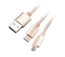 Akasa AK-CBUB42-12GL USB-kabel 1,2 m USB 2.0 USB A USB C/Micro-USB B Gull