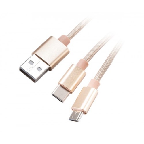 Akasa AK-CBUB42-12GL USB-kabel 1,2 m USB 2.0 USB A USB C/Micro-USB B Gull