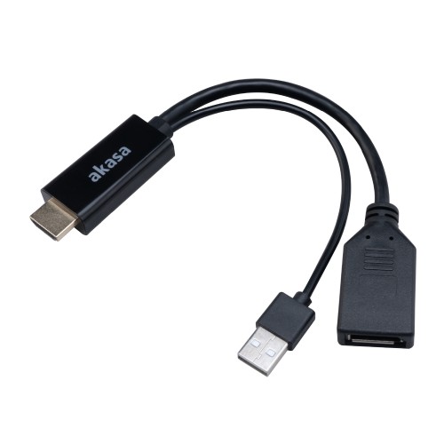 Akasa HDMI zu DisplayPort Adapater Kabel - schwarz - Kabel - Digital/Display/Video HDMI-kabel 250 m HDMI Type A (Standard) Sort