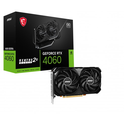 MSI VENTUS GEFORCE RTX 4060 2X BLACK 8G OC grafikkort NVIDIA 8 GB GDDR6