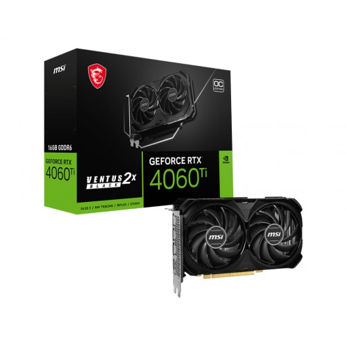 MSI VENTUS GEFORCE RTX 4060 TI 2X BLACK 16G OC grafikkort NVIDIA 16 GB GDDR6