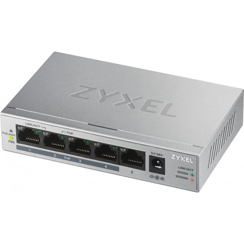 Zyxel GS1005HP Uhåndtert Gigabit Ethernet (10/100/1000) Strøm over Ethernet (PoE) Sølv