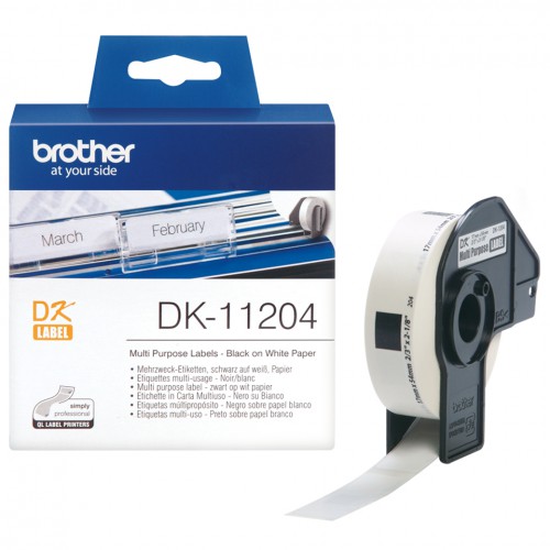 Brother DK-11204 etikettlagingsbånd Svart på hvitt