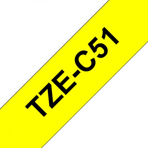 Brother TZEC51 etikettlagingsbånd Svart på fluorescerende gul TZe