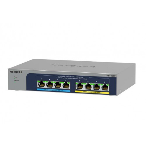 NETGEAR MS108UP Uhåndtert 2.5G Ethernet (100/1000/2500) Strøm over Ethernet (PoE)