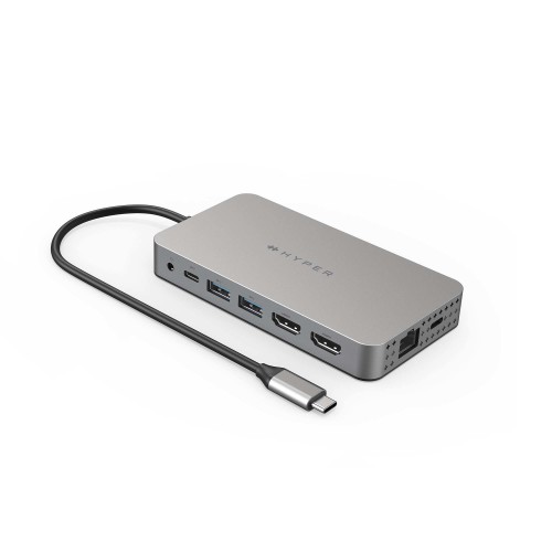 HYPER HDM1H laptop-dokkingstasjon og portreplikator USB 3.2 Gen 1 (3.1 Gen 1) Type-C Rustfritt stål