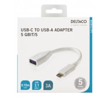 Deltaco USBC-1205 USB-kabel 0,15 m Micro-USB A Hvit