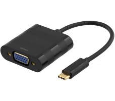 Deltaco USBC-VGA videokabelkobling USB Type-C VGA (D-Sub) Sort