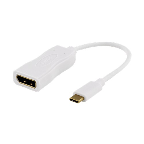 Deltaco USBC-DP1 videokabelkobling 0,1 m USB Type-C DisplayPort Hvit