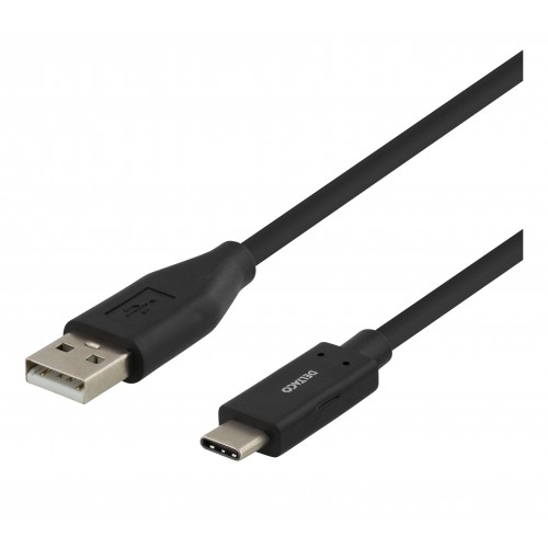 Deltaco USBC-1006M USB-kabel 2 m USB 2.0 USB A Sort