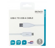 Deltaco USBC-1011M USB-kabel 2 m USB 2.0 USB A Hvit