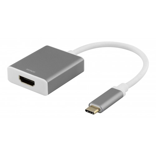 Deltaco USBC-HDMI9 videokabelkobling 0,2 m USB Type-C HDMI Grå