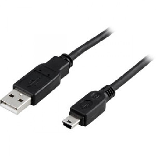 Deltaco USB 2.0 Cable A/mini B, 2m USB-kabel USB A Mini-USB B Sort