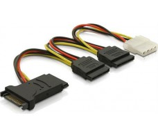 Deltaco SATA-16 SATA-kabel 0,15 m SATA 15-pin 2 x SATA 155-pin Sort, Rød, Hvit, Gult