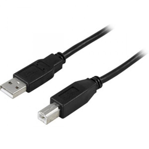 Deltaco USB 2.0 A/B Cable, 0.5m USB-kabel 0,5 m USB A USB B Sort