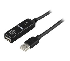 Deltaco USB 2.0 Extension Cable, 20m USB-kabel USB A Sort