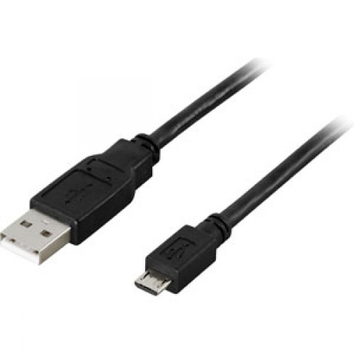 Deltaco USB 2.0 Cable A/micro B, 1m USB-kabel USB A Micro-USB B Sort