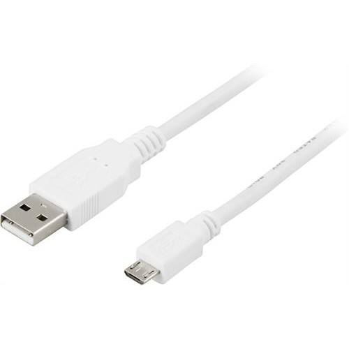 Deltaco USB-301W USB-kabel 1 m USB 2.0 USB A Micro-USB B Hvit