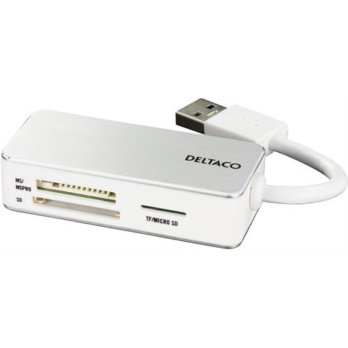 Deltaco UCR-147 kortleser USB 3.2 Gen 1 (3.1 Gen 1) Type-A Sølv, Hvit