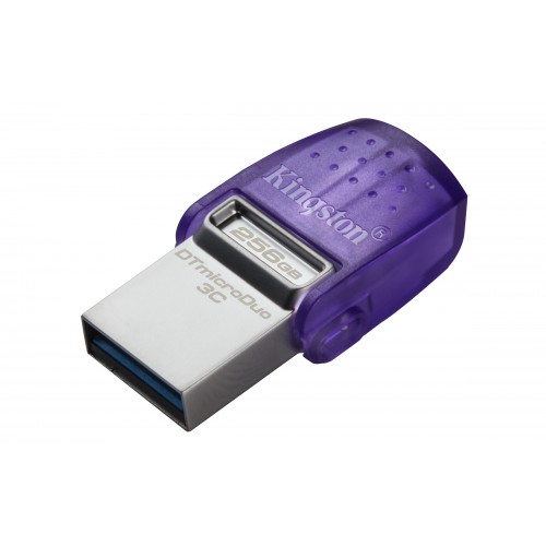 Kingston Technology DataTraveler microDuo 3C USB-minnepenn 256 GB USB Type-A / USB Type-C 3.2 Gen 1 (3.1 Gen 1) Rustfritt stål, Lilla