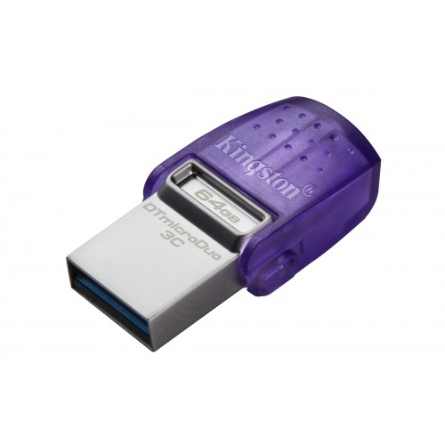 Kingston Technology DataTraveler microDuo 3C USB-minnepenn 64 GB USB Type-A / USB Type-C 3.2 Gen 1 (3.1 Gen 1) Lilla, Rustfritt stål