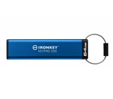 Kingston Technology IronKey Keypad 200 USB-minnepenn 64 GB USB Type-A 3.2 Gen 1 (3.1 Gen 1) Blå