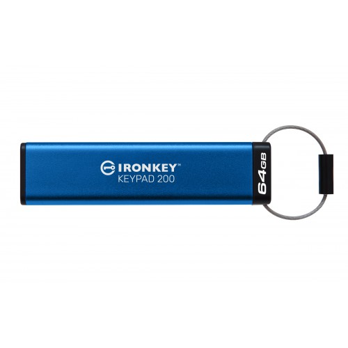 Kingston Technology IronKey Keypad 200 USB-minnepenn 64 GB USB Type-A 3.2 Gen 1 (3.1 Gen 1) Blå