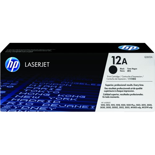 HP 12A Black Original LaserJet Toner Cartridge tonerpatron 1 stykker Sort