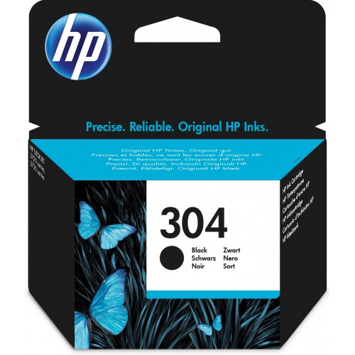 HP 304 Black Original Ink Cartridge blekkpatron 1 stykker Standard utskriftsproduksjon Sort